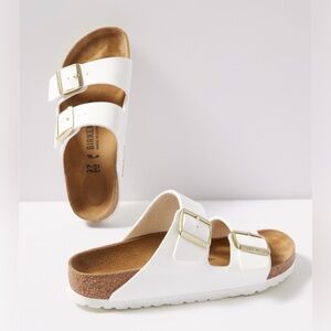 Birkenstock Arizona white patent leather sandal size 38